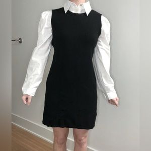 Anthropologie black mini dress with collared shirt attached